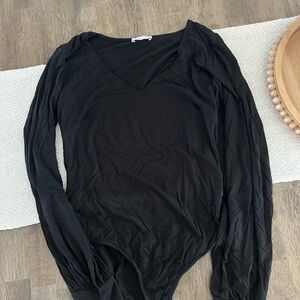 Pink Lily Black V-Neck Bodysuit